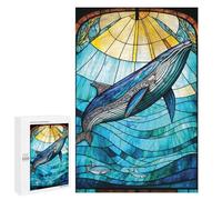 Puzzle Per Adolescenti 1000 PCS Blue Whale Stained Glass Puzzle Per Adolescenti Giochi Rilassanti Assemblaggio Di Modelli Regali Unici Per Compleanno E Natale 1000 PCS