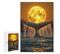 Puzzle Per Adolescenti 1000 PCS Blue Whale Tail Moon Humpback Whale Puzzle Per Adulti Giochi Rilassanti Decorazione Murale Attività Divertenti A Casa 1000 PCS
