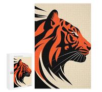 Puzzle Per Adolescenti 1000 PCS Bold Tiger Vector Portrait in Red And Black Design Puzzle Per Adulti Giochi Rilassanti Analisi E Logica Divertimento Attività A Casa, 1000 PCS
