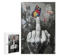 Puzzle Per Adolescenti 1000 PCS Butterfly on Middle Finger Painting Puzzle Per Adulti Giocattolo Decorazione Da Parete Vacanza A Casa Passatempo Riduzione Dello Stress Regali 1000 PCS