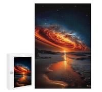 Puzzle Per Adolescenti 1000 PCS Celestial Firestorm at Sunset - Cosmic Galaxy Over Ocean Puzzle Per Adulti Giochi Rilassanti Decorazione Murale Attività Divertenti A Casa 1000 PCS