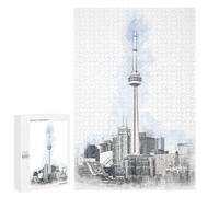 Puzzle Per Adolescenti 1000 PCS CN Tower Toronto Canada Puzzle Per Adulti Gioco Rompicapo Difficile Difficile Unico Compleanno E Regali 1000 PCS
