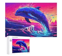 Puzzle Per Adolescenti 1000 PCS Colorful Dolphin Splash Artwork Puzzle, Gioco Rompicapo, Regalo Di Compleanno, Attività Divertenti Da Fare A Casa, 1000 PCS