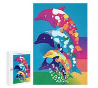 Puzzle Per Adolescenti 1000 PCS Colorful Dolphins Art Print Puzzle Giocattolo Decorazione Da Parete Decorazione Per La Casa Regali Unici Di Compleanno E Natale 1000 PCS
