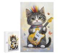 Puzzle Per Adolescenti 1000 PCS Colorful Kitten with Guitar Puzzle Per Adulti Assemblaggio Di Modelli Attività Divertenti A Casa Giochi Stimolanti Giocattoli 1000 PCS