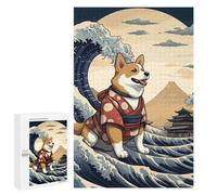Puzzle Per Adolescenti 1000 PCS Corgi Wave Off Kanagawa Puzzle Per Adulti Giochi Rilassanti Assemblaggio Di Modelli Interazione Genitore-figlio 1000 PCS