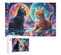 Puzzle Per Adolescenti 1000 PCS Cosmic Cats in Bubbles Puzzle Per Adolescenti Giocattoli Antistress Assemblaggio Di Modelli Regali Unici Per Compleanno E Natale 1000 PCS