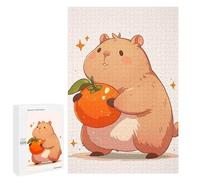Puzzle Per Adolescenti 1000 PCS Cute Capybara with Orange Puzzle Giocattolo Decorazione Da Parete Decorazione Per La Casa Regali Unici Di Compleanno E Natale 1000 PCS