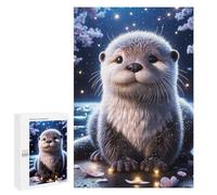 Puzzle Per Adolescenti 1000 PCS Cute Otter in Moonlight Puzzle Per Adulti Gioco Rompicapo Difficile Difficile Unico Compleanno E Regali 1000 PCS