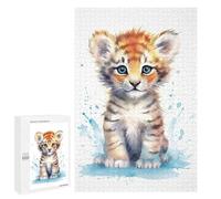 Puzzle Per Adolescenti 1000 PCS Cute Watercolor Baby Tiger Puzzle Per Adulti Gioco Rompicapo Difficile Difficile Unico Compleanno E Regali 1000 PCS