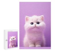 Puzzle Per Adolescenti 1000 PCS Cute White Kitten Puzzle Per Adulti Gioco Rompicapo Difficile Difficile Unico Compleanno E Regali 1000 PCS