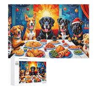 Puzzle Per Adolescenti 1000 PCS Dogs Enjoying Festive Meal Puzzle Per Adulti Gioco Rompicapo Difficile Difficile Unico Compleanno E Regali 1000 PCS