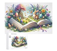 Puzzle Per Adolescenti 1000 PCS Easter Bunny Book Garden Puzzle Per Adulti Gioco Rompicapo Difficile Difficile Unico Compleanno E Regali 1000 PCS