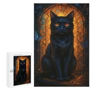 Puzzle Per Adolescenti 1000 PCS Elegant Black Cat with Butterflies Puzzle Per Adulti Gioco Rompicapo Assemblaggio Di Modelli Interazione Genitore-figlio 1000 PCS