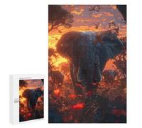 Puzzle Per Adolescenti 1000 PCS Elephants Savanna Sunset Puzzle Per Adulti Gioco Rompicapo Difficile Difficile Unico Compleanno E Regali 1000 PCS