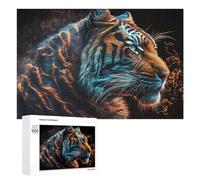 Puzzle Per Adolescenti 1000 PCS Flame Tiger Digital Art -1 Puzzle Per Adulti Giocattolo Decorazione Da Parete Vacanza A Casa Passatempo Per Compleanno, Natale 1000 PCS