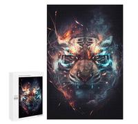 Puzzle Per Adolescenti 1000 PCS Flame Tiger Portrait Puzzle Giocattolo Decorazione Da Parete Decorazione Per La Casa Regali Unici Di Compleanno E Natale 1000 PCS