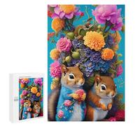 Puzzle Per Adolescenti 1000 PCS Floral Squirrel Duo -1 Puzzle Per Adulti Gioco Rompicapo Difficile Difficile Unico Compleanno E Regali 1000 PCS