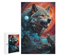Puzzle Per Adolescenti 1000 PCS Full Moon Lone Wolf Snarls Puzzle Per Adulti, Gioco Rompicapo, Decorazione Perfetta, Divertimento A Casa, Attività, 1000 PCS