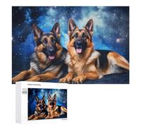 Puzzle Per Adolescenti 1000 PCS German Shepherd Dogs in Space Background Puzzle Divertenti Da Assemblare, Modelli, Regali Unici Per Compleanno E Natale 1000 PCS