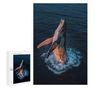 Puzzle Per Adolescenti 1000 PCS Glowing Whale Breaching Dark Ocean Puzzle Per Adulti Gioco Rompicapo Assemblaggio Di Modelli Interazione Genitore-figlio 1000 PCS