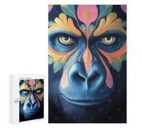 Puzzle Per Adolescenti 1000 PCS Gorilla Portrait with Floral Design Puzzle Divertenti Da Assemblare, Modelli, Regali Unici Per Compleanno E Natale 1000 PCS