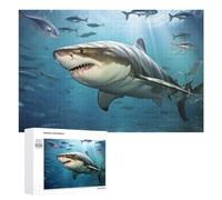 Puzzle Per Adolescenti 1000 PCS Great White Shark in Deep Blue Waters Puzzle Per Adolescenti Giocattoli Antistress Assemblaggio Di Modelli Regali Unici Per Compleanno E Natale 1000 PCS