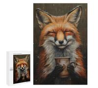 Puzzle Per Adolescenti 1000 PCS Happy Fox Drinking Tea Puzzle, Gioco Rompicapo, Regalo Di Compleanno, Attività Divertenti Da Fare A Casa, 1000 PCS