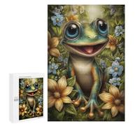 Puzzle Per Adolescenti 1000 PCS Happy Frog in Floral Setting Puzzle Per Adulti Gioco Rompicapo Difficile Difficile Unico Compleanno E Regali 1000 PCS