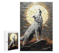 Puzzle Per Adolescenti 1000 PCS Howling Wolf Under Moonlight - Bold Impasto Artwork Puzzle Per Adolescenti Giochi Rilassanti Assemblaggio Di Modelli Regali Unici Per Compleanno E Natale 1000 PCS