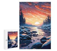 Puzzle Per Adolescenti 1000 PCS Inverno Sunset River Puzzle Per Adulti Giochi Rilassanti Taglio Precisione Gioco Sfidante Regali 1000 PCS