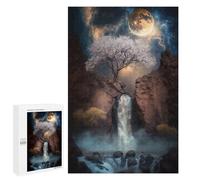 Puzzle Per Adolescenti 1000 PCS Mystical Moonlit Waterfall Puzzle Per Adulti Giochi Rilassanti Gara Di Velocità Manuale Sfida Da Completare 1000 PCS