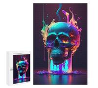 Puzzle Per Adolescenti 1000 PCS Neon Skull Meltdown Puzzle Per Adulti Giochi Rilassanti Sfida Difficile Attività Divertenti A Casa 1000 PCS