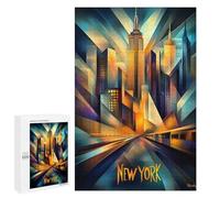 Puzzle Per Adolescenti 1000 PCS New York Dynamic Cubism - Modern Geometric Skyline Puzzle Per Adolescenti Giochi Rilassanti Assemblaggio Di Modelli Regali Unici Per Compleanno E Natale 1000 PCS