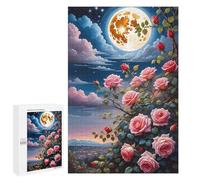 Puzzle Per Adolescenti 1000 PCS Night Rose Garden Moonlit Sky Puzzle Divertenti Da Assemblare, Modelli, Regali Unici Per Compleanno E Natale 1000 PCS