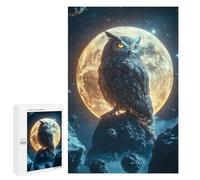 Puzzle Per Adolescenti 1000 PCS Owl on A Moonlit Rock Puzzle Per Adulti Giochi Rilassanti Per Divertimento in Famiglia Regali Di Natale E Compleanno 1000 PCS