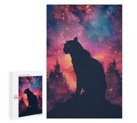 Puzzle Per Adolescenti 1000 PCS Panther Silhouette Galaxy Puzzle Per Adulti Giochi Rilassanti Assemblaggio Di Modelli Interazione Genitore-figlio 1000 PCS