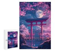 Puzzle per Adolescenti 1000 PCS Pink Flowers and Lake Moon Puzzle per Adolescenti Giocattoli Antistress Migliora La Memoria 1000 PCS