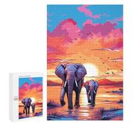 Puzzle Per Adolescenti 1000 PCS Puzzle Elephants Africa Sunset Puzzle Per Adulti Giocattoli Antistress Sfida Difficile Regali Unici Per Compleanno 1000 PCS