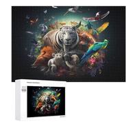 Puzzle Per Adolescenti 1000 PCS Puzzle Wildlife Symphony A Vibrant Gathering of Nature's Creatures Puzzle Per Adulti Giocattoli Antistress Sfida Difficile Regali Unici Per Compleanno 1000 PCS