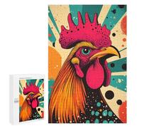 Puzzle Per Adolescenti 1000 PCS Retro Rooster Illustration Vibrant Rooster Striking Pop Art Farm Animal Print Puzzle Per Adulti Giochi Divertenti Perfetto Per Decorare E Fare Regali A Tutta La Famig