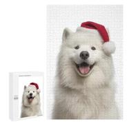 Puzzle Per Adolescenti 1000 PCS Samoyed Dog with Santa Hat Puzzle Per Adulti Giochi Rilassanti Assemblaggio Di Modelli Interazione Genitore-figlio 1000 PCS
