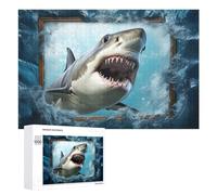Puzzle Per Adolescenti 1000 PCS Shark Breaking Through Frame Puzzle, Gioco Rompicapo, Regalo Di Compleanno, Attività Divertenti Da Fare A Casa, 1000 PCS