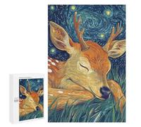 Puzzle Per Adolescenti 1000 PCS Sleeping Deer Under Starry Night Puzzle Per Adolescenti Giocattoli Antistress Assemblaggio Di Modelli Regali Unici Per Compleanno E Natale 1000 PCS