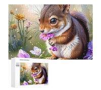 Puzzle Per Adolescenti 1000 PCS Squirrel with Flowers in Spring Puzzle, Gioco Rompicapo, Regalo Di Compleanno, Attività Divertenti Da Fare A Casa, 1000 PCS