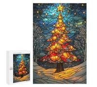 Puzzle Per Adolescenti 1000 PCS Stained Glass Christmas Tree Puzzle Per Adolescenti Giocattoli Fai Da Te Vacanze A Casa Passatempo Divertimento Attività A Casa, 1000 PCS