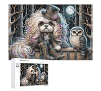 Puzzle Per Adolescenti 1000 PCS Steampunk Dog And Owl in Forest Puzzle, Gioco Rompicapo, Regalo Di Compleanno, Attività Divertenti Da Fare A Casa, 1000 PCS