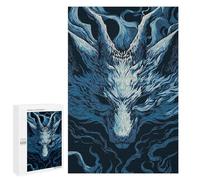 Puzzle Per Adolescenti 1000 PCS Stylized Blue Wolf Head Illustration Puzzle Giocattolo Decorazione Da Parete Decorazione Per La Casa Regali Unici Di Compleanno E Natale 1000 PCS