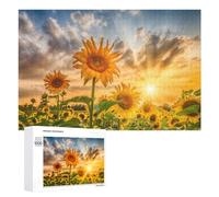 Puzzle Per Adolescenti 1000 PCS Sunflower Field at Sunset-2 Puzzle Divertenti Da Assemblare, Modelli, Regali Unici Per Compleanno E Natale 1000 PCS