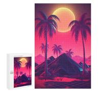 Puzzle Per Adolescenti 1000 PCS Synthwave Sunset Melodies Puzzle Per Adulti Giochi Rilassanti Assemblaggio Di Modelli Interazione Genitore-figlio 1000 PCS